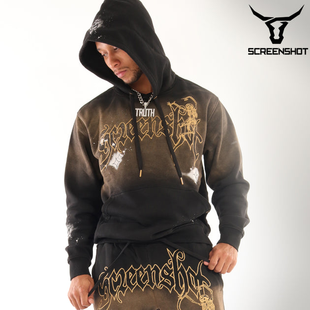 WASHED FLEECE HOODIE-H11521 (WASHED BLACK) – Screenshotbrand