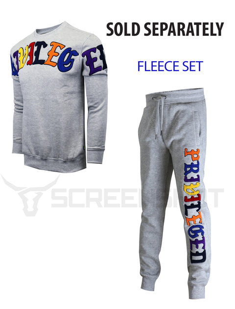 CHENILLE EMBROIDERY FLEECE SWEAT PANTS-P11055M (H