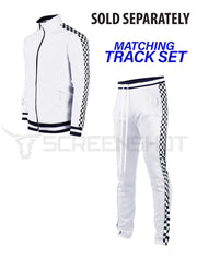 F11854-Checker Track Jacket -WHITE
