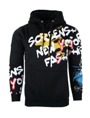 LETTERING FLEECE HOODIE-H11268 (BLACK)