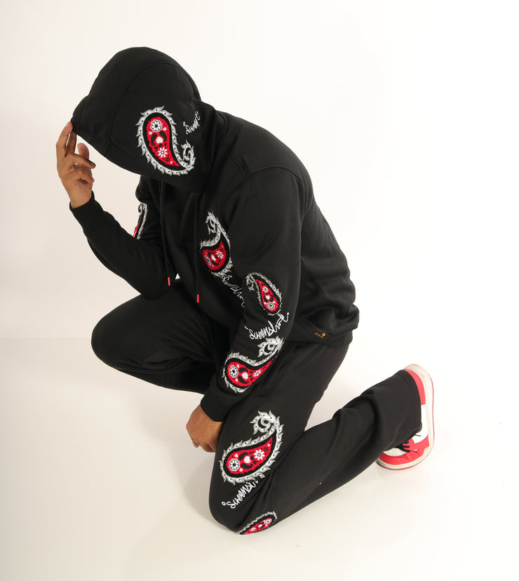 H11358 PAISLEY CHENILLE EMBROIDERY FLEECE HOODIE