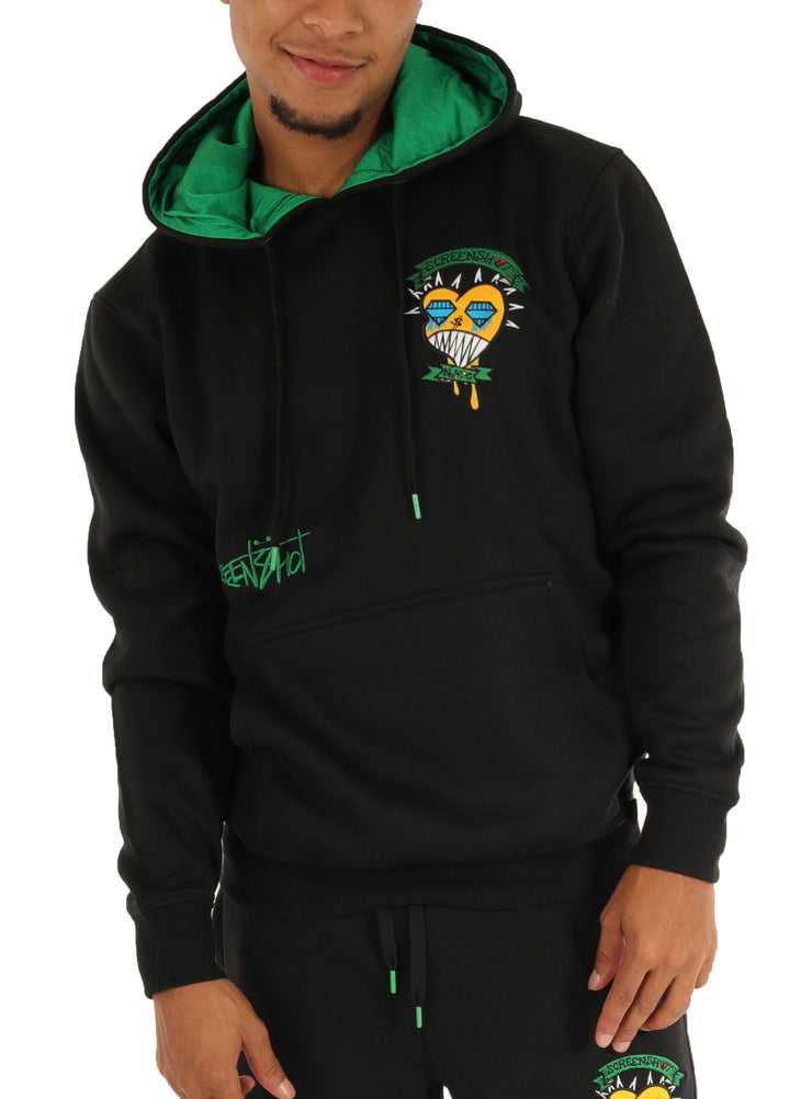 H11363 LETTER EMBROIDERY FLEECE HOODIE