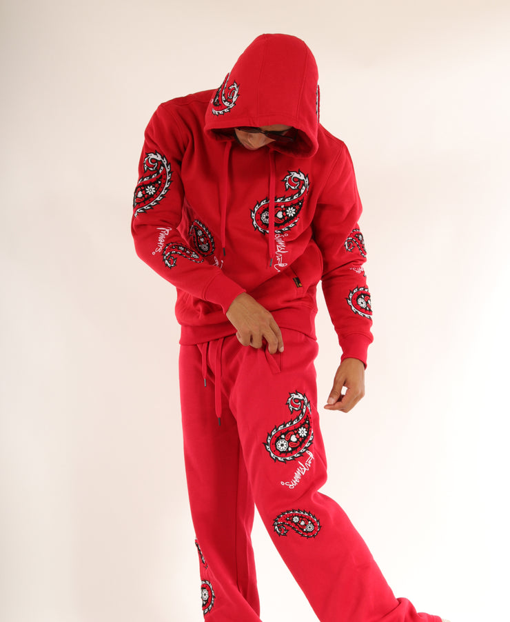 H11358 PAISLEY CHENILLE EMBROIDERY FLEECE HOODIE