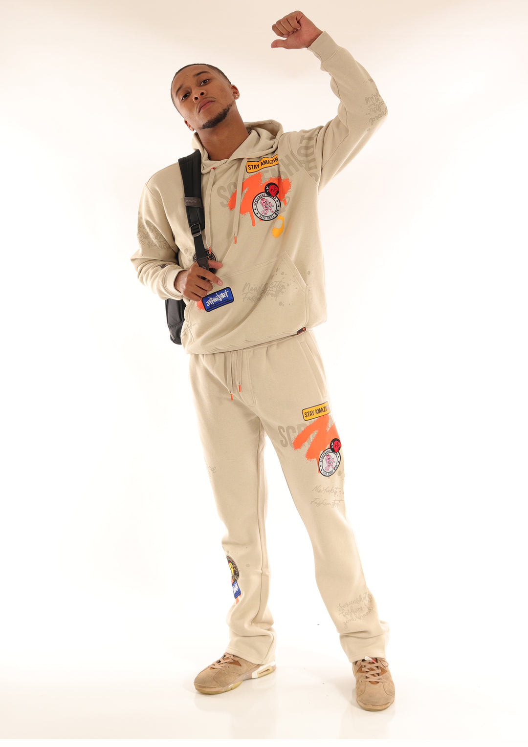 STAY AMAZING FLEECE HOODIE-H11453 (STONE) – Screenshotbrand