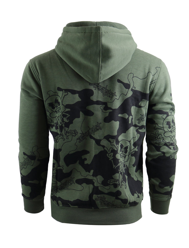 SCREENSHOT CAMO PRINT FLEECE HOODIE-H11454 (BLACK)