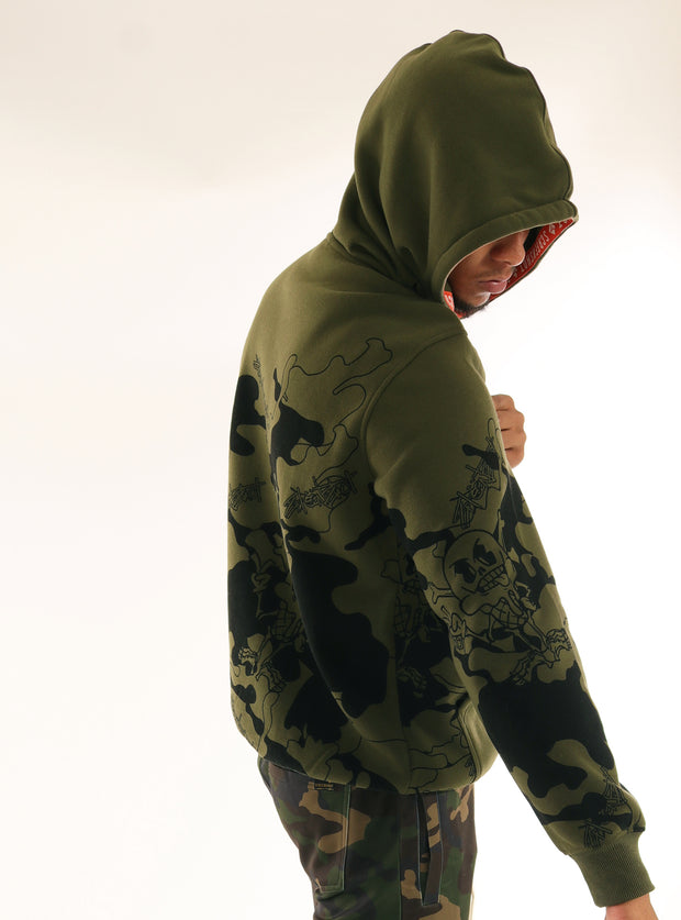 SCREENSHOT CAMO PRINT FLEECE HOODIE-H11454 (BLACK)