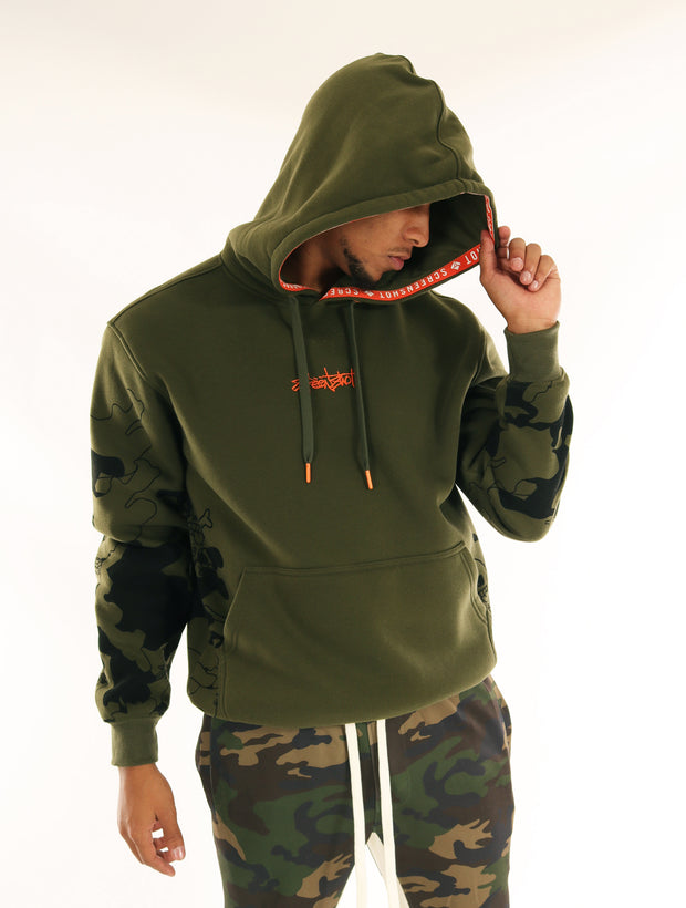 SCREENSHOT CAMO PRINT FLEECE HOODIE-H11454 (BLACK)