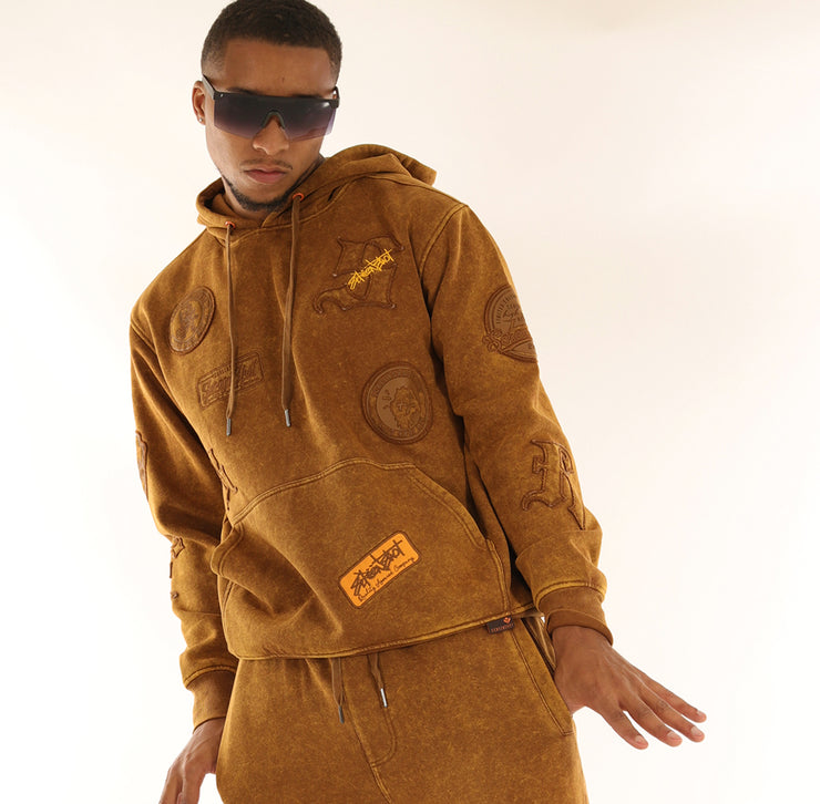 WASHED FLEECE HOODIE-H11456 (WASHED TOFFEE)