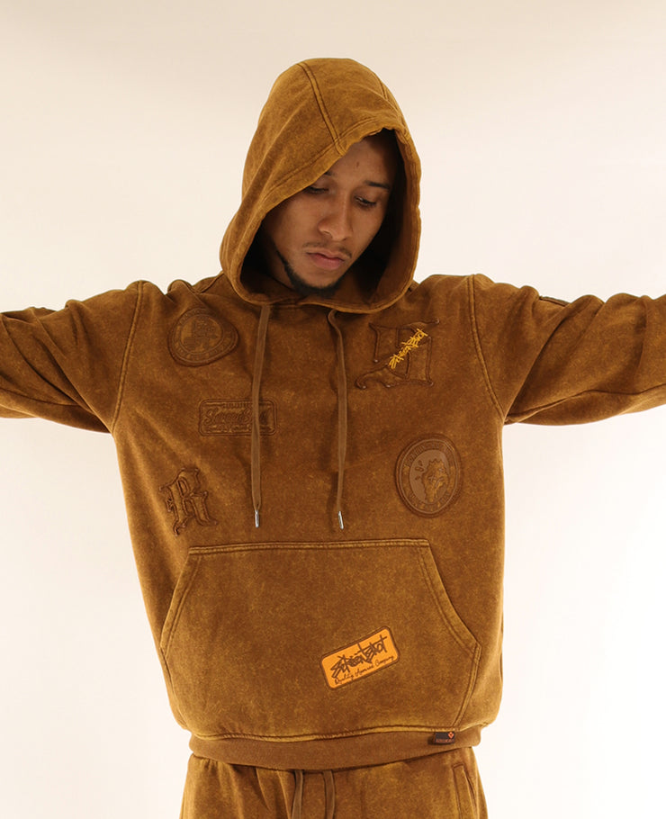 WASHED FLEECE HOODIE-H11456 (WASHED TOFFEE)