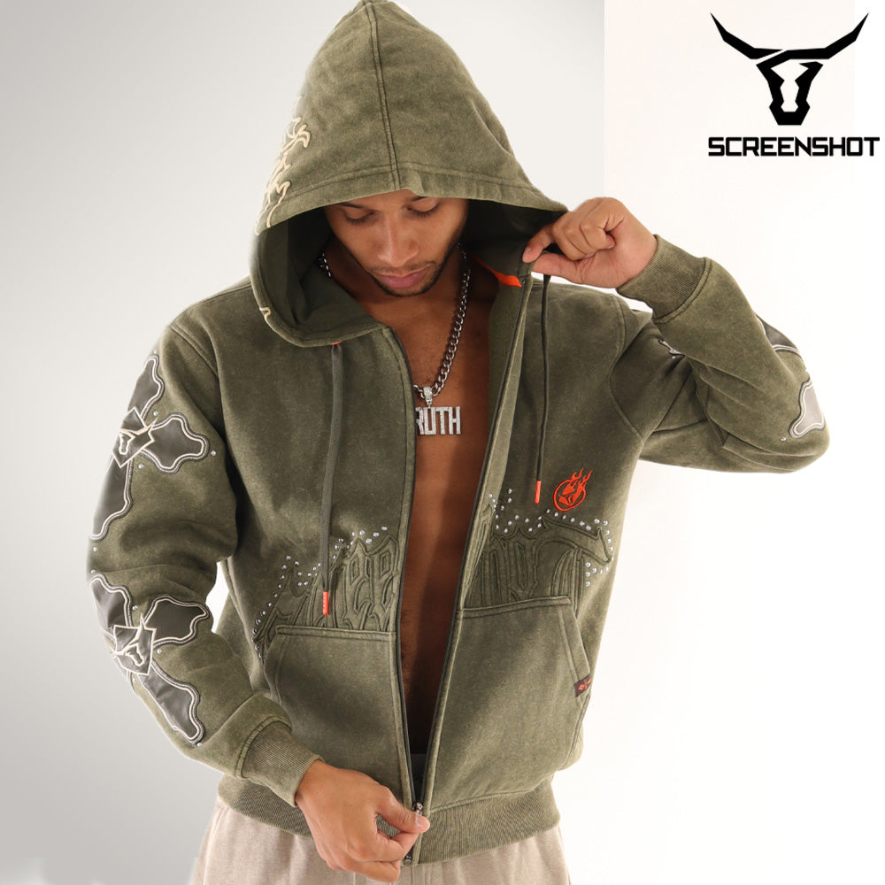 WASHED FLEECE HOODIE-H11522 (WASHED OLIVE) – Screenshotbrand