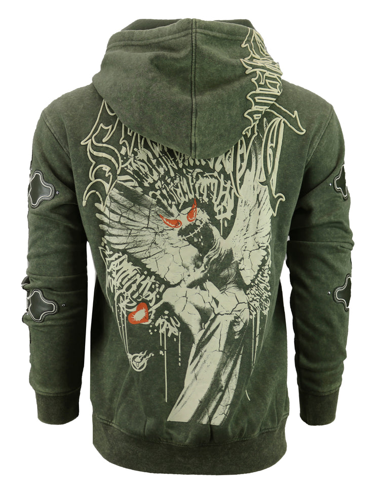 WASHED FLEECE HOODIE-H11522 (WASHED OLIVE)