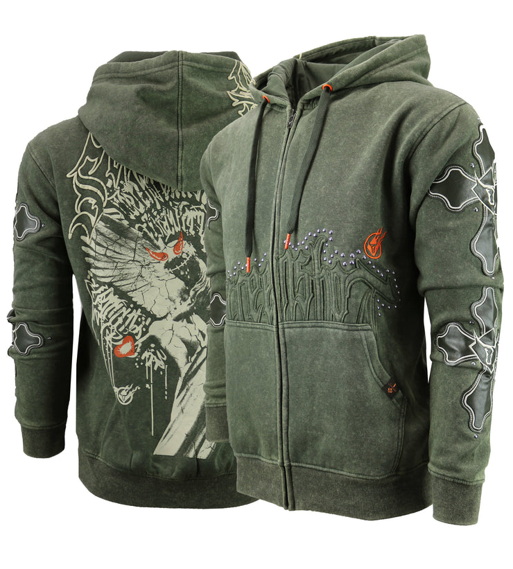 WASHED FLEECE HOODIE-H11522 (WASHED OLIVE)