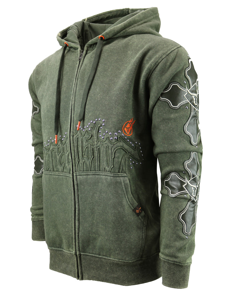 WASHED FLEECE HOODIE-H11522 (WASHED OLIVE)