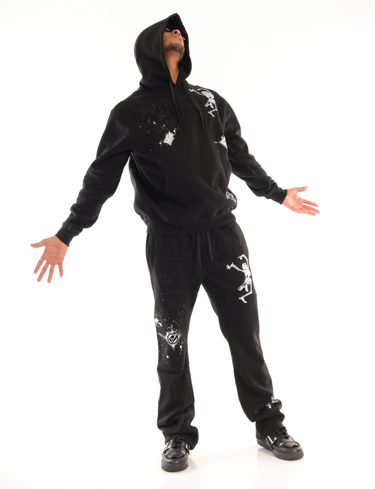 WASHED FLEECE PANTS-P11521 (BLACK/BK)