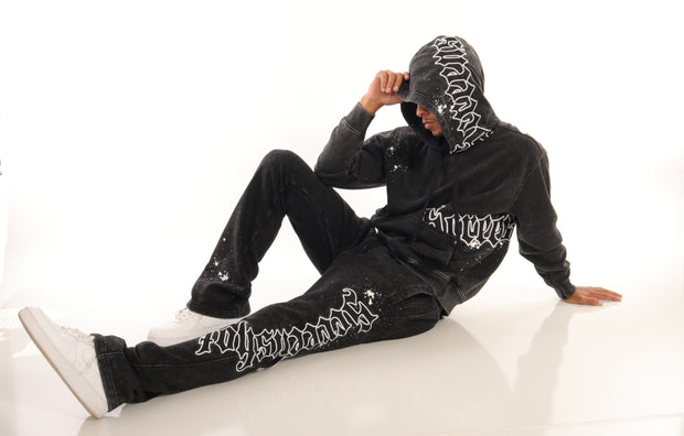 WASHED FLEECE HOODIE-H11511 (WASHED BLACK)
