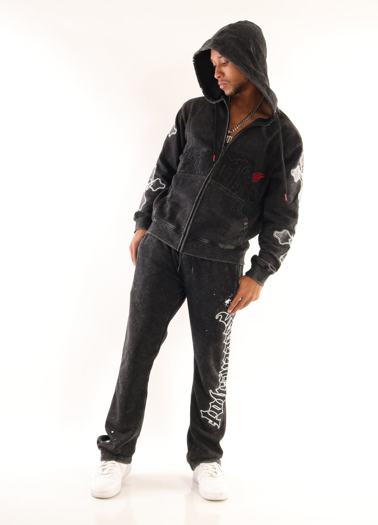 WASHED FLEECE HOODIE-H11522 (WASHED BLACK)