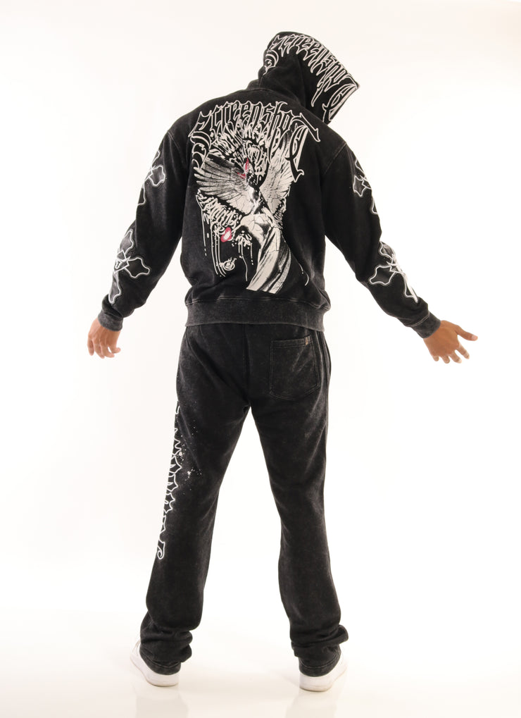 WASHED FLEECE HOODIE-H11522 (WASHED BLACK)