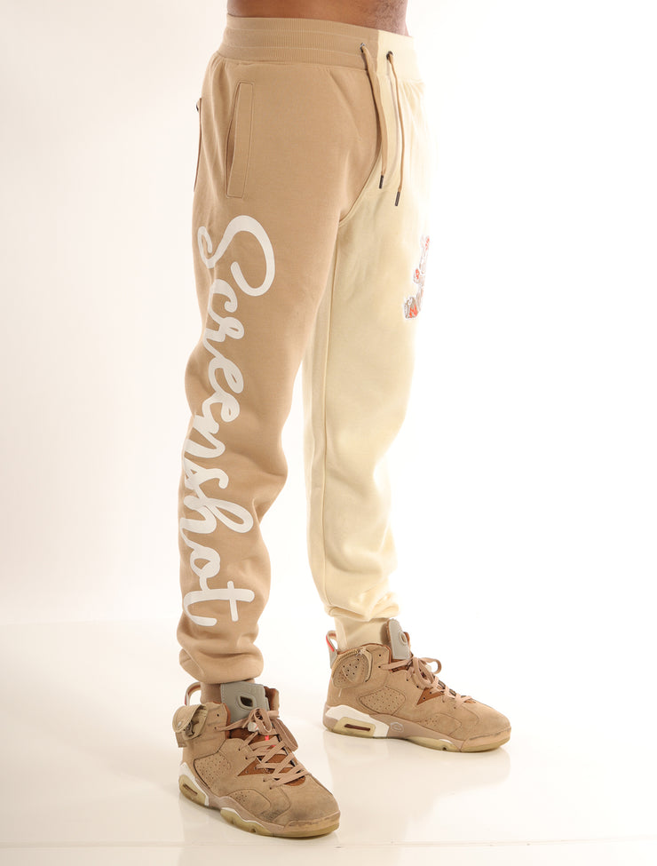 SCREENSHOT FLEECE PANTS-P1113 (KHAKI / CREAM)