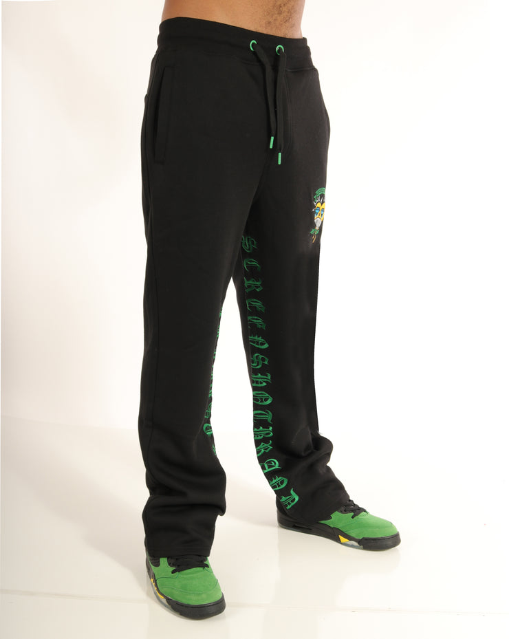 P11363 LETTER EMBROIDERY FLEECE PANTS - STACKED FIT