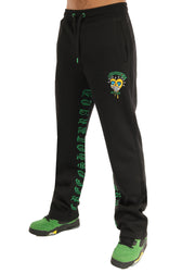 P11363 LETTER EMBROIDERY FLEECE PANTS - STACKED FIT