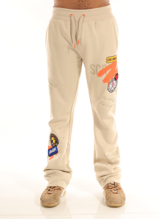 STAY AMAZING FLEECE PANTS-P11453 (STONE)