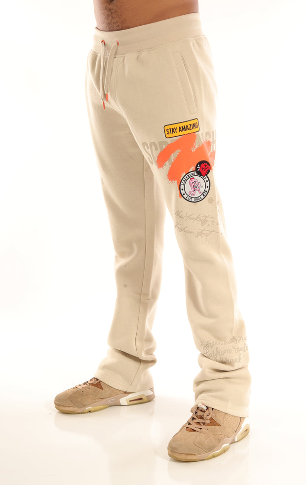 STAY AMAZING FLEECE PANTS-P11453 (STONE)