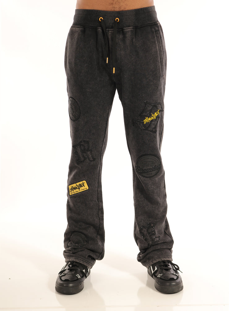 WASHED FLEECE PANTS-P11456 (WASHED BLACK)