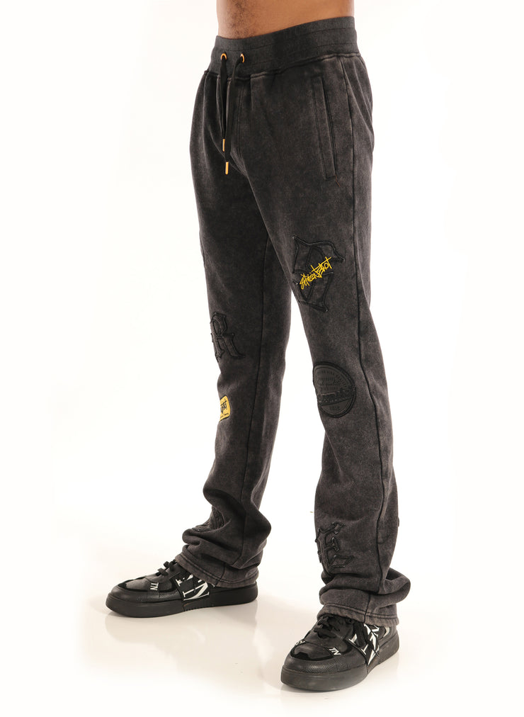 WASHED FLEECE PANTS-P11456 (WASHED BLACK)