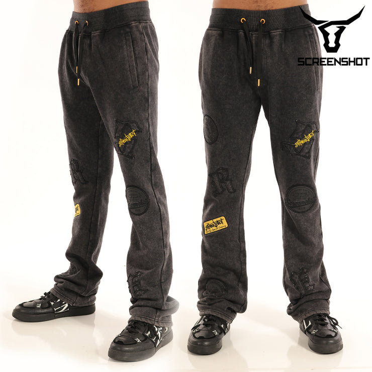 WASHED FLEECE PANTS-P11456 (WASHED BLACK)