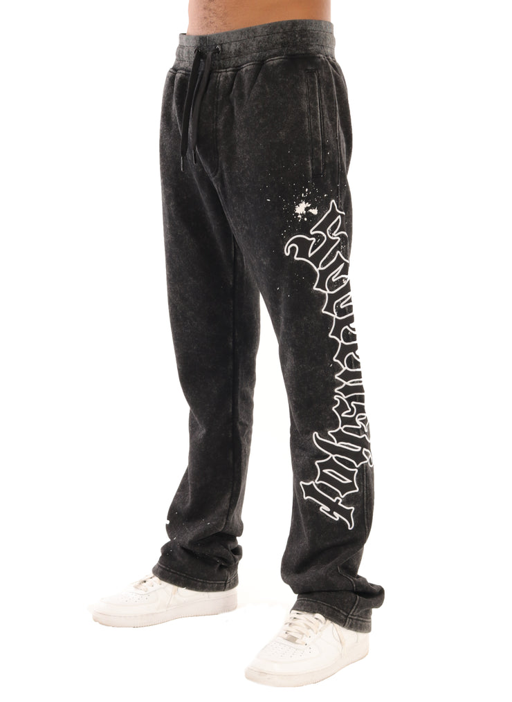WASHED FLEECE PANTS-P11511 (WASHED BLACK)