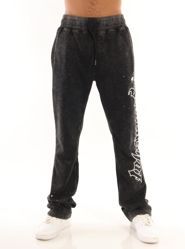 WASHED FLEECE PANTS-P11511 (WASHED BLACK)