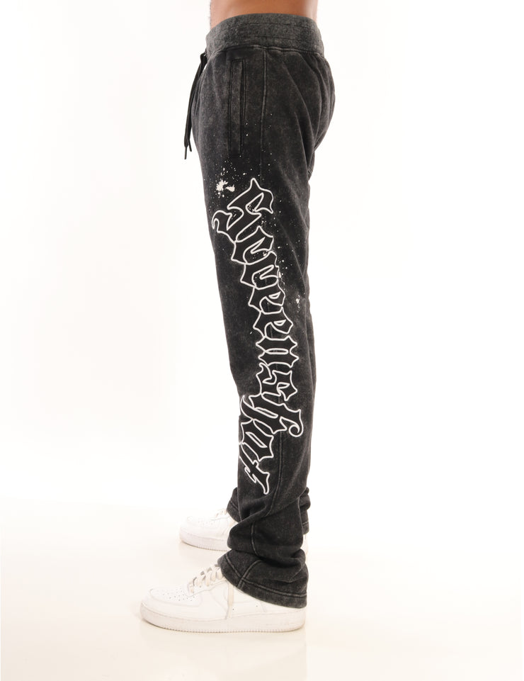 WASHED FLEECE PANTS-P11511 (WASHED BLACK)