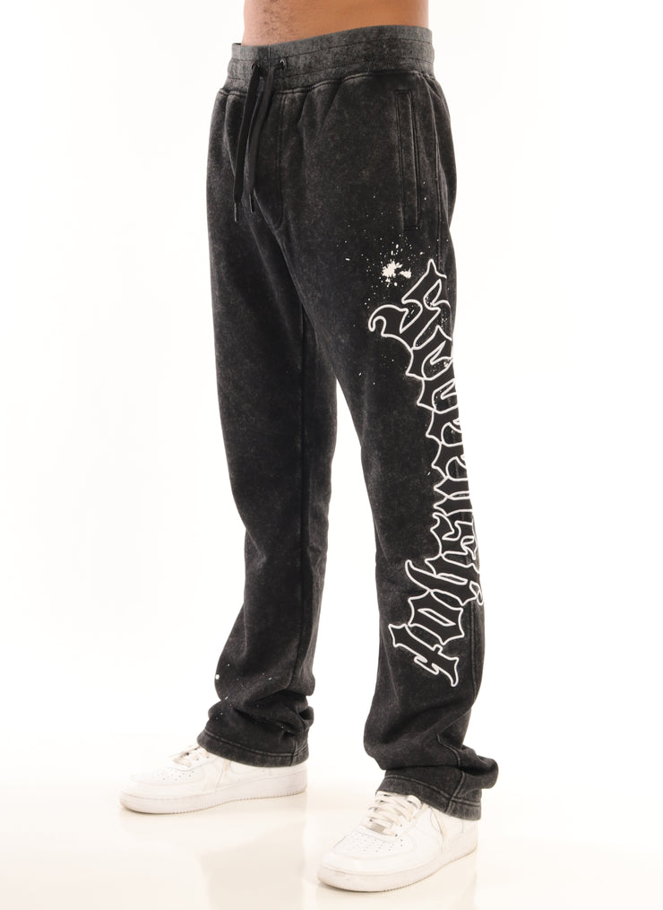 WASHED FLEECE PANTS-P11511 (WASHED BLACK)