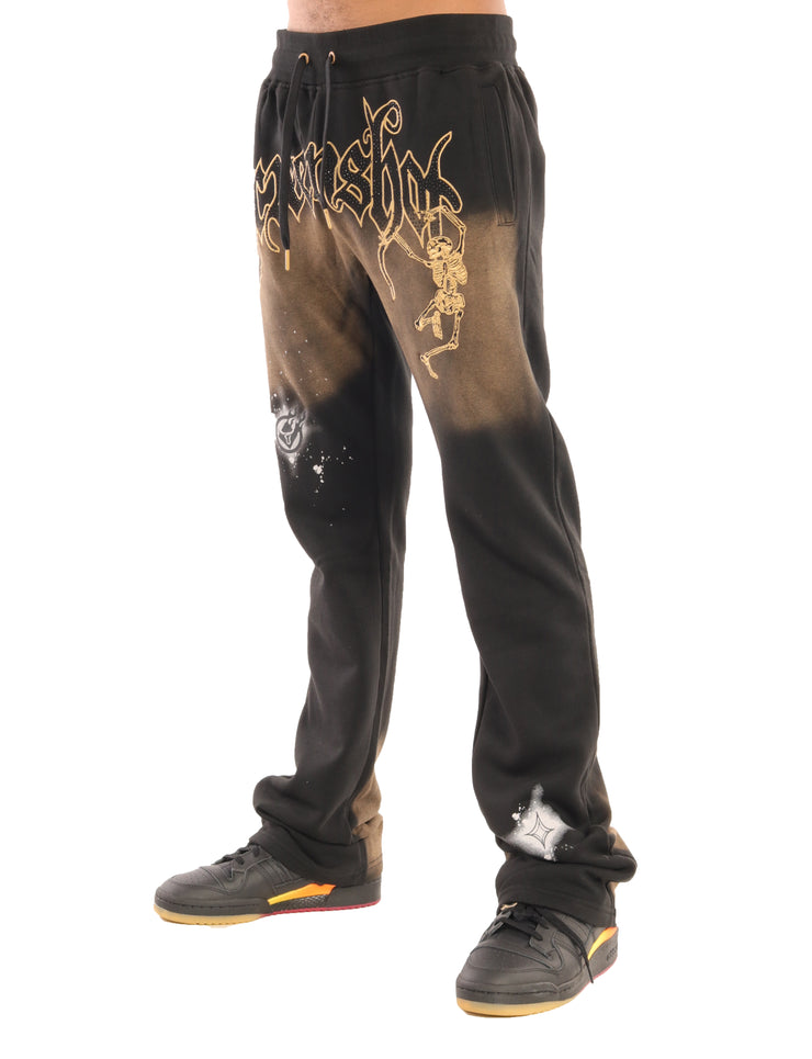 WASHED FLEECE PANTS-P11521 (WASHED BLACK)