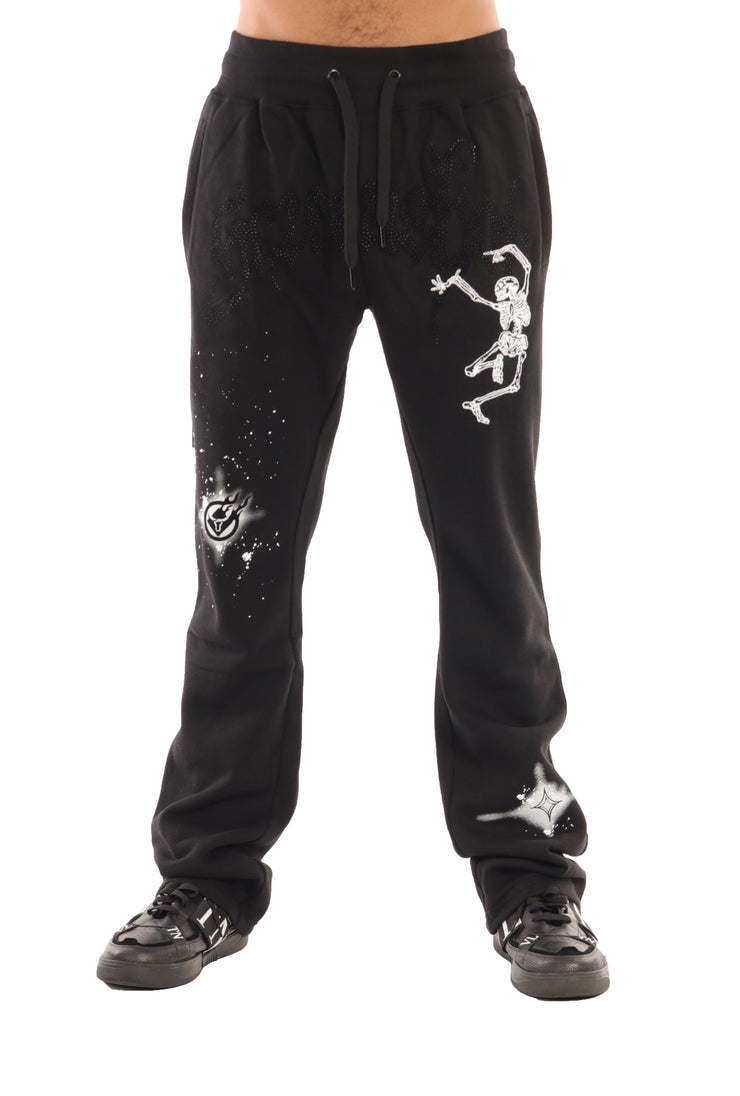 WASHED FLEECE PANTS-P11521 (BLACK/BK)