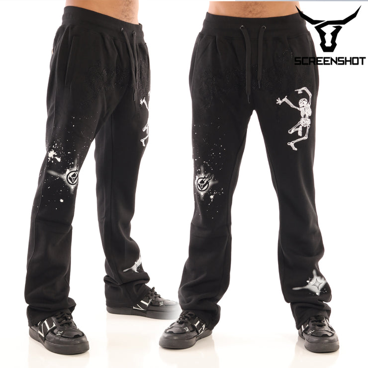 WASHED FLEECE PANTS-P11521 (BLACK/BK)