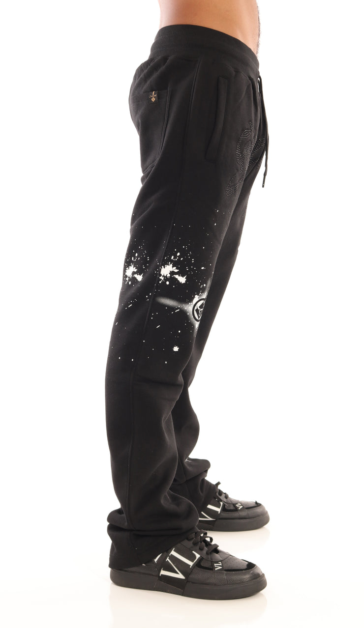 WASHED FLEECE PANTS-P11521 (BLACK/BK)