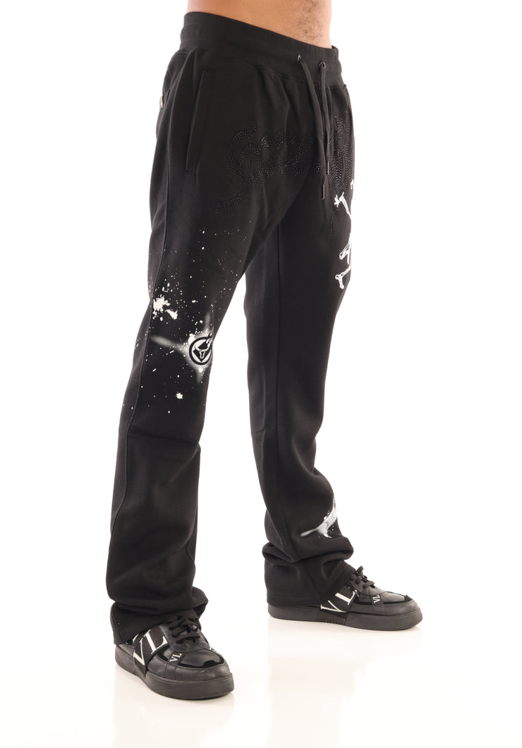 WASHED FLEECE PANTS-P11521 (BLACK/BK)