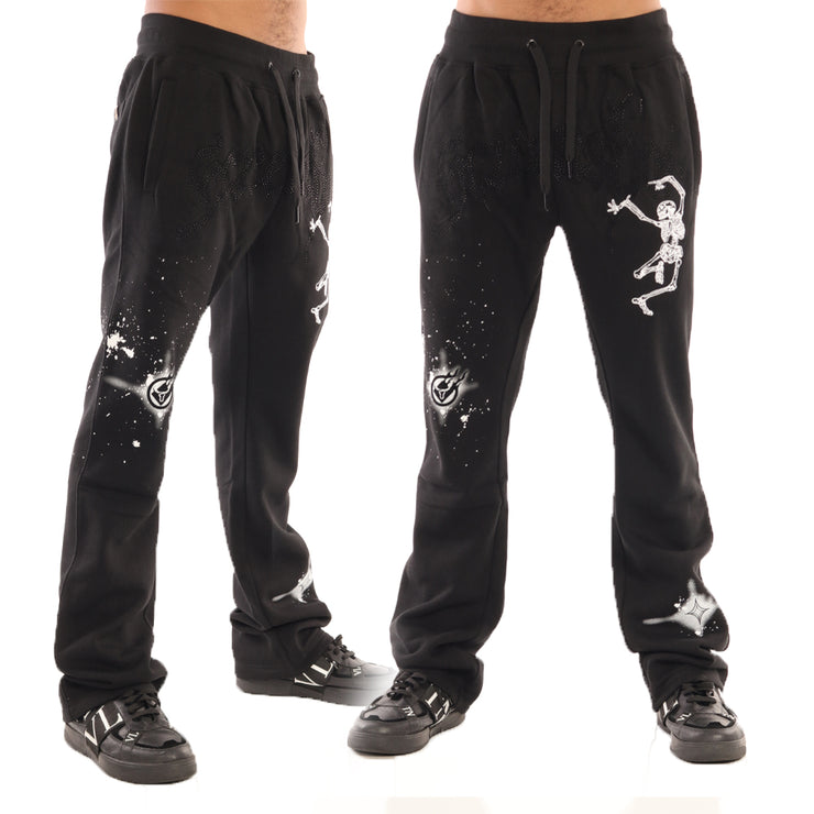 WASHED FLEECE PANTS-P11521 (BLACK/BK)