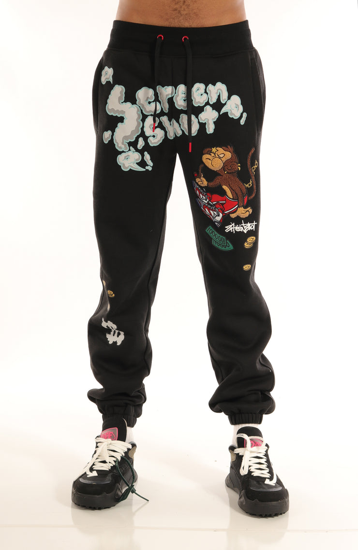 SCREENSHOT FLEECE PANTS-P1171 (BLACK)