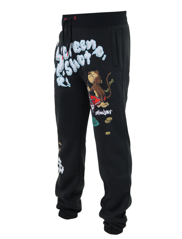 SCREENSHOT FLEECE PANTS-P1171 (BLACK)