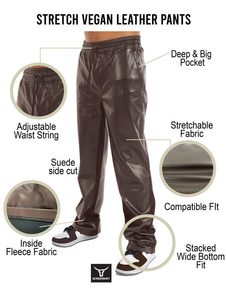 STRETCHED VEGAN LEATHER PU PANTS - P61300
