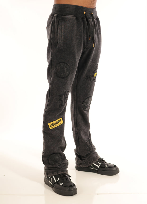 WASHED FLEECE PANTS-P11456 (WASHED BLACK)