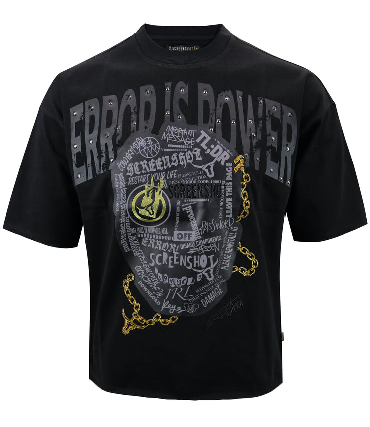ERROR IS POWER WASHING CROPPED T-SHIRTS - S11603 (JET BLACK