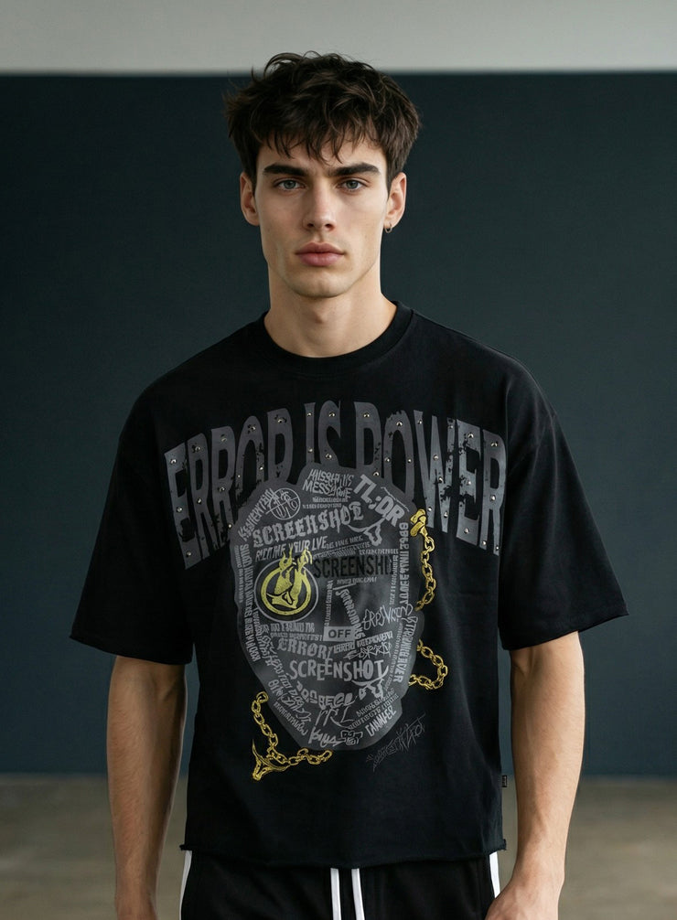 ERROR IS POWER WASHING CROPPED T-SHIRTS - S11603 (JET BLACK