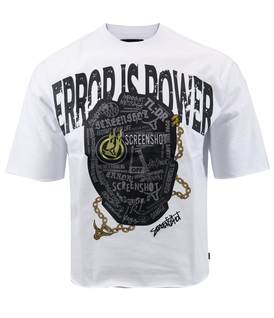 ERROR IS POWER WASHING CROPPED T-SHIRTS - S11603 (WHITE