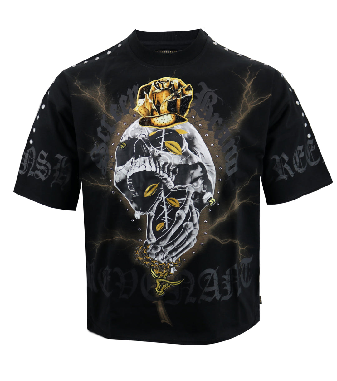REVENANT WASHING CROPPED T-SHIRTS - S11609 (JET BLACK