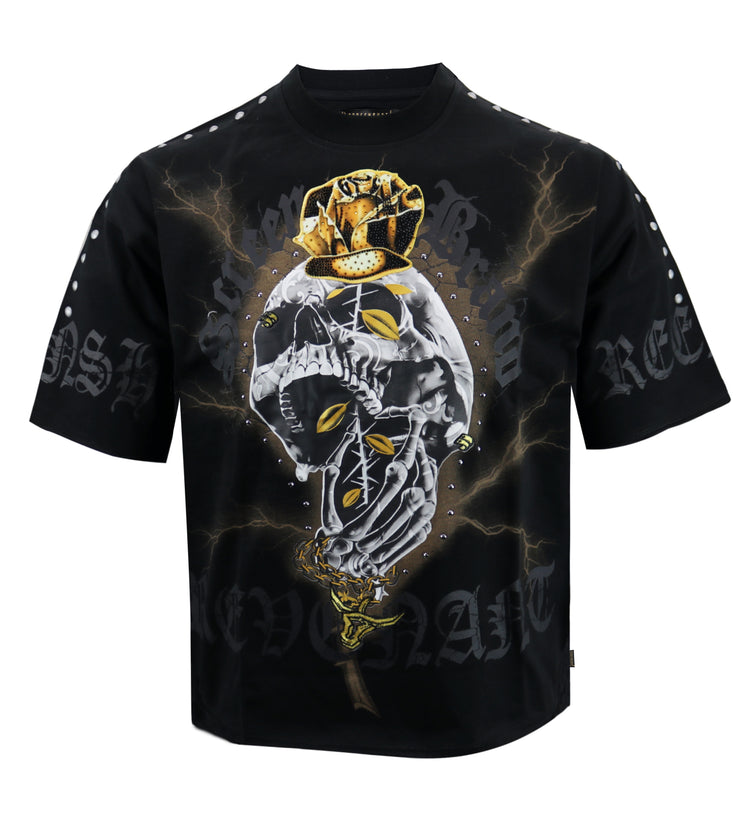 REVENANT WASHING CROPPED T-SHIRTS - S11609 (JET BLACK