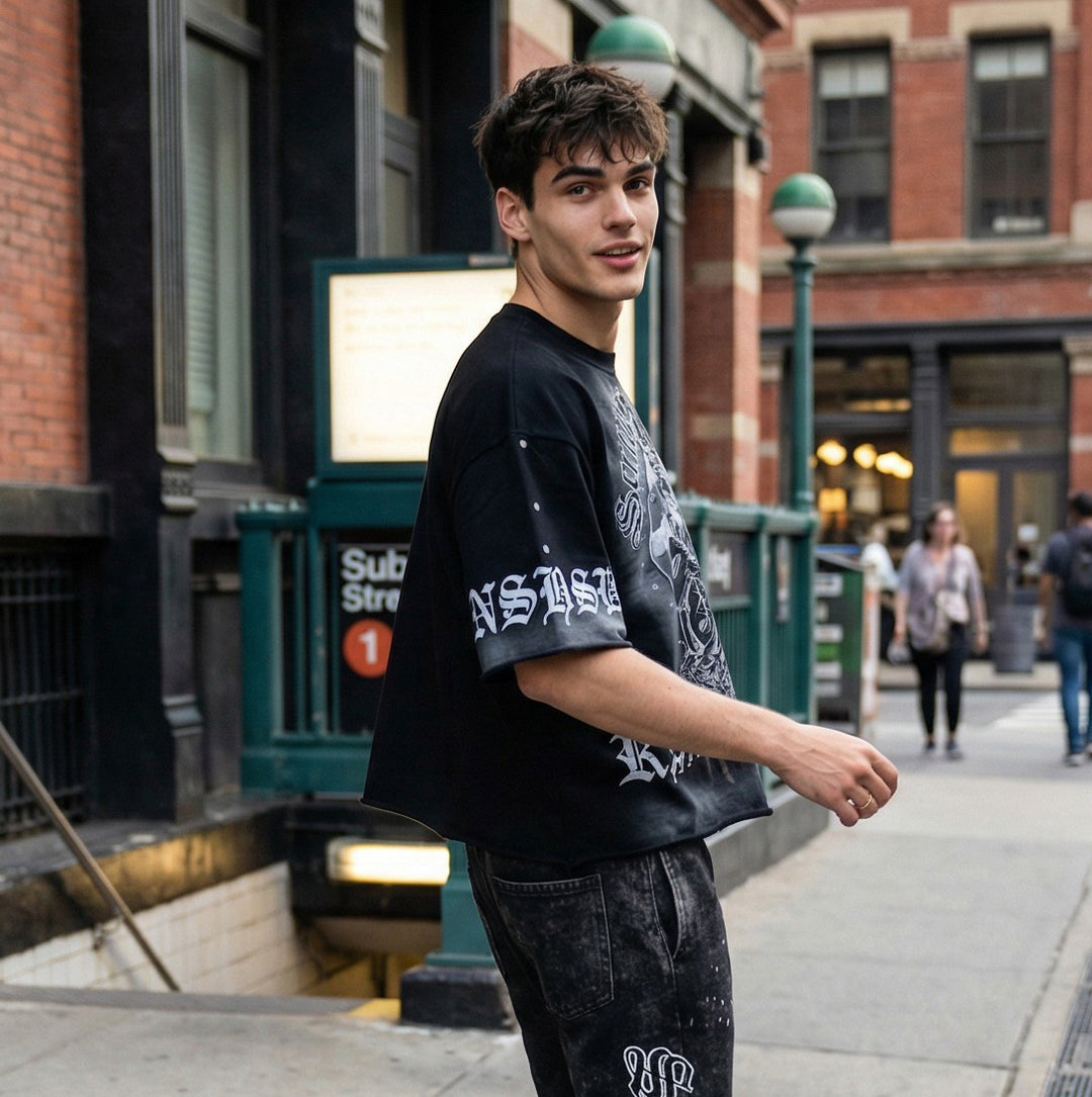 poisブラウスtee ブラック REVENANT WASHING CROPPED T-SHIRTS - S11609 (WASHED BLACK
