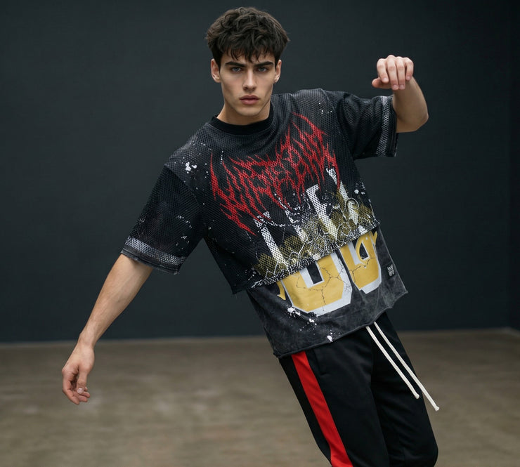 BIG HOLE MESH LAYERED JERSEY TOP - S11612 (BLACK) – Screenshotbrand